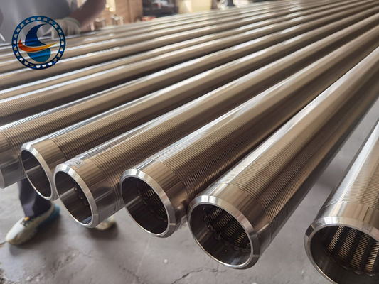Oil Well AISI 316L Oil Sand Control Wire Wrapped Screen Pipe With 0.3mm Slot Size